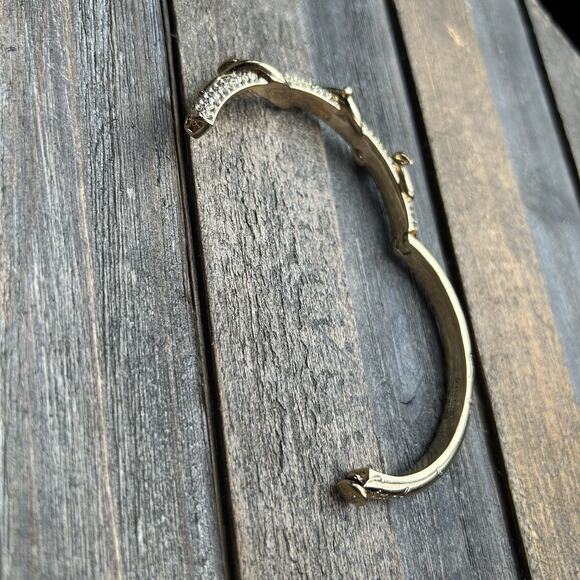 Coach Womens Gold Tone Crystal Pave Script Vine Hinge Bangle Bracelet - Picture 10 of 16